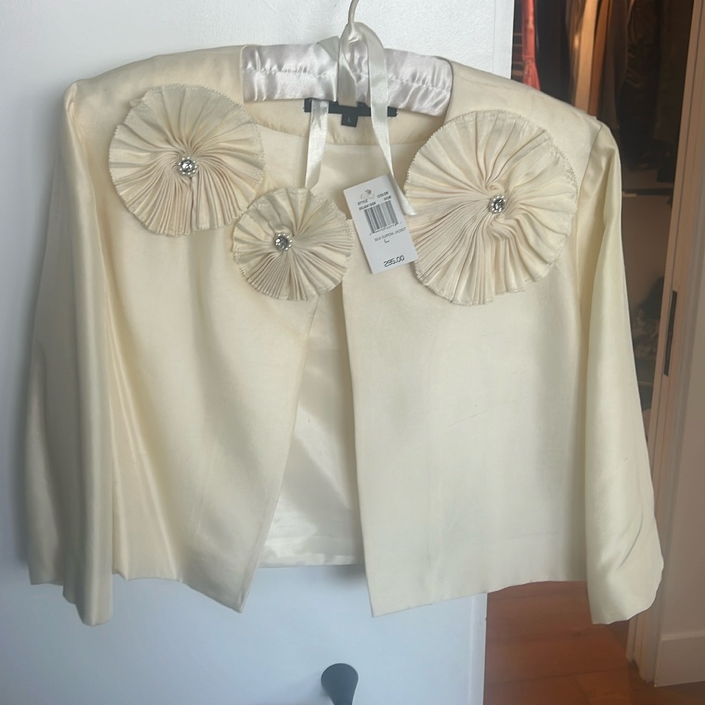NWT cream silk dupioni bolero jacket